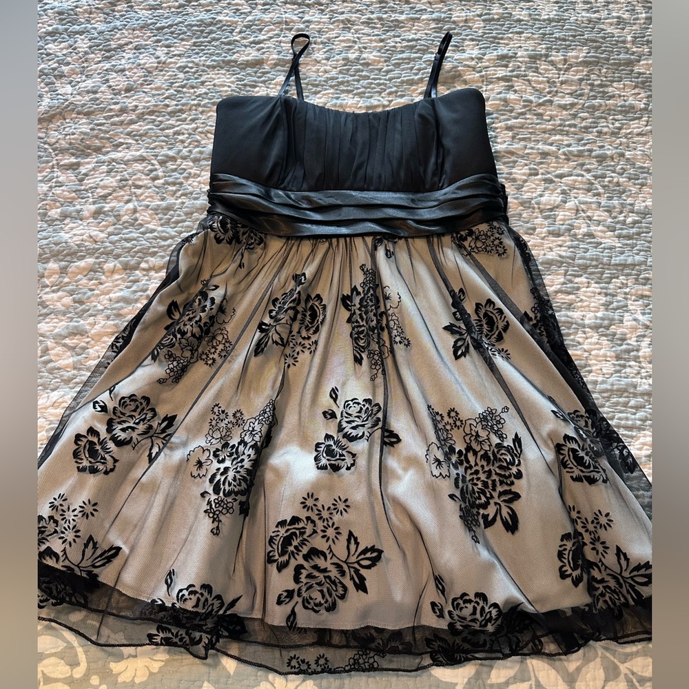 Black and gray spaghetti strap semi formal dress ONLY WORN ONCE